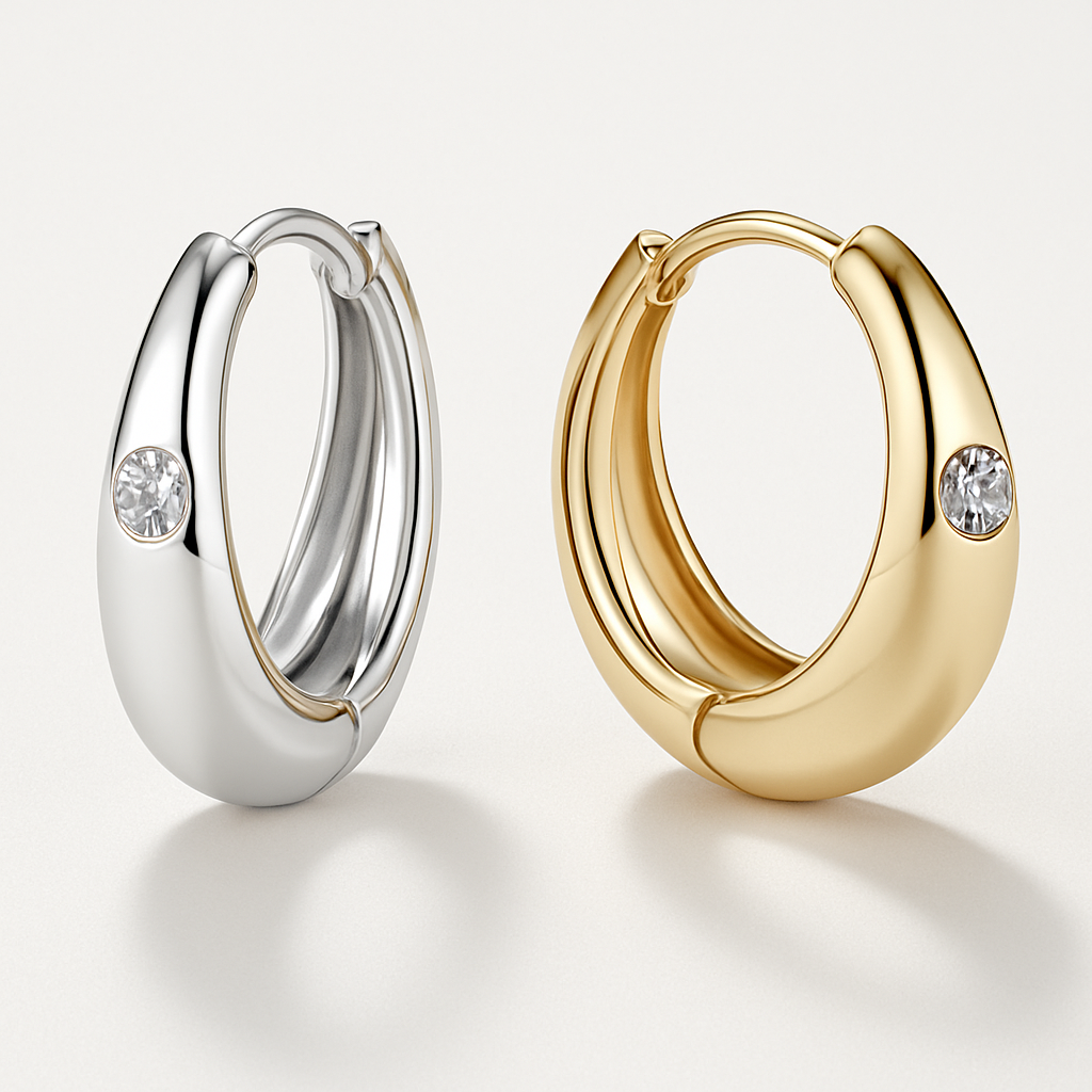 White Gold Moissanite Circle Earrings – Elegant Party Gift for Women
