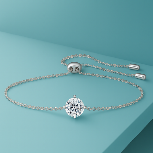 Adjustable Moissanite Hand Chain – 1 Carat, 925 Silver