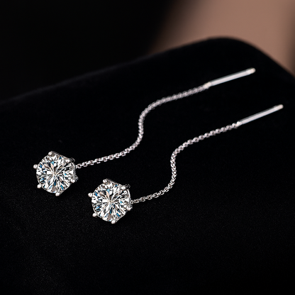2CT Moissanite Drop Earrings – D Color – White Gold – GRA Certified