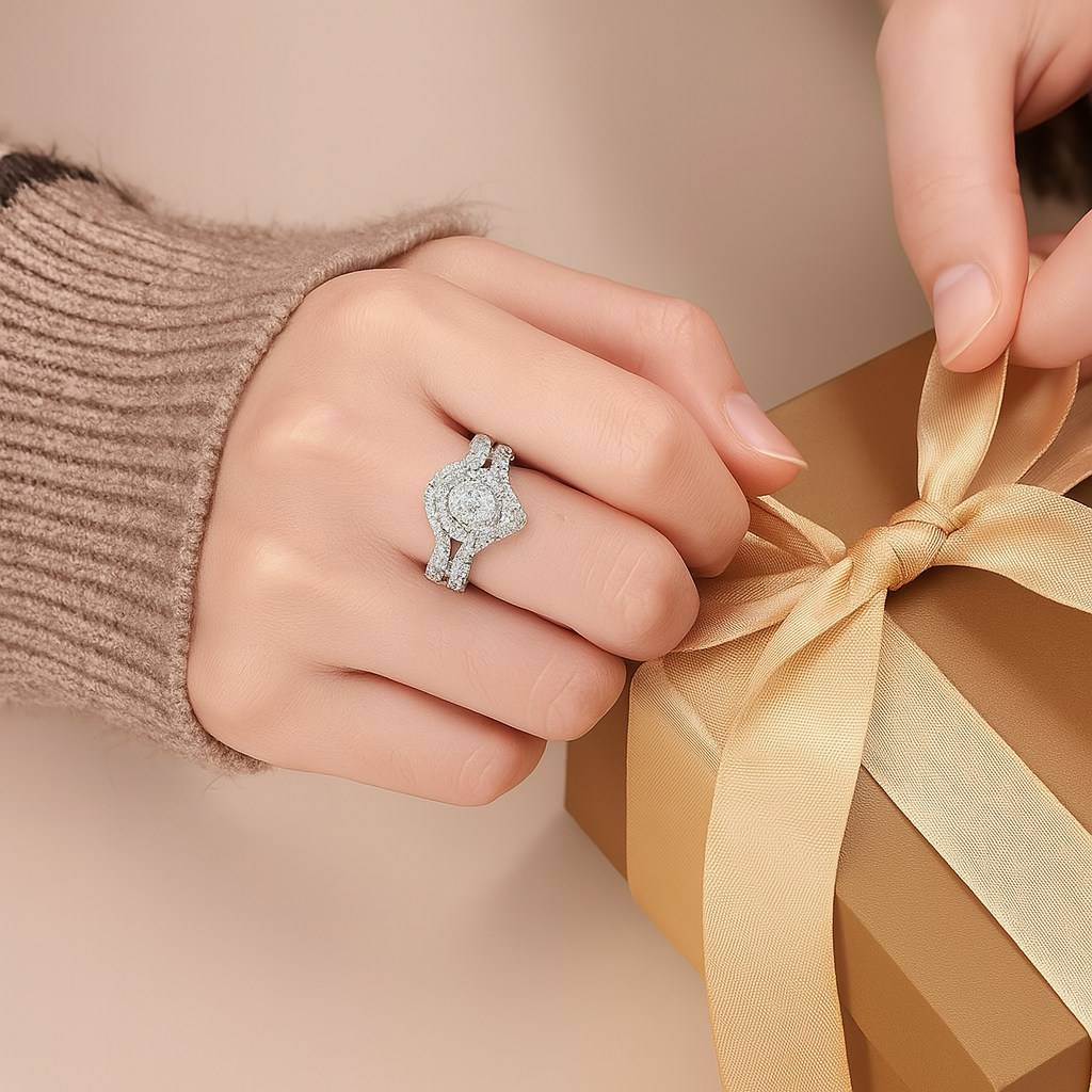 Infinity Teardrop Ring – Premium White Gold, AAAAA CZ