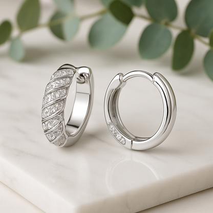 PERFANY Moissanite Hoop Earrings – White Gold – Wedding Party Jewelry