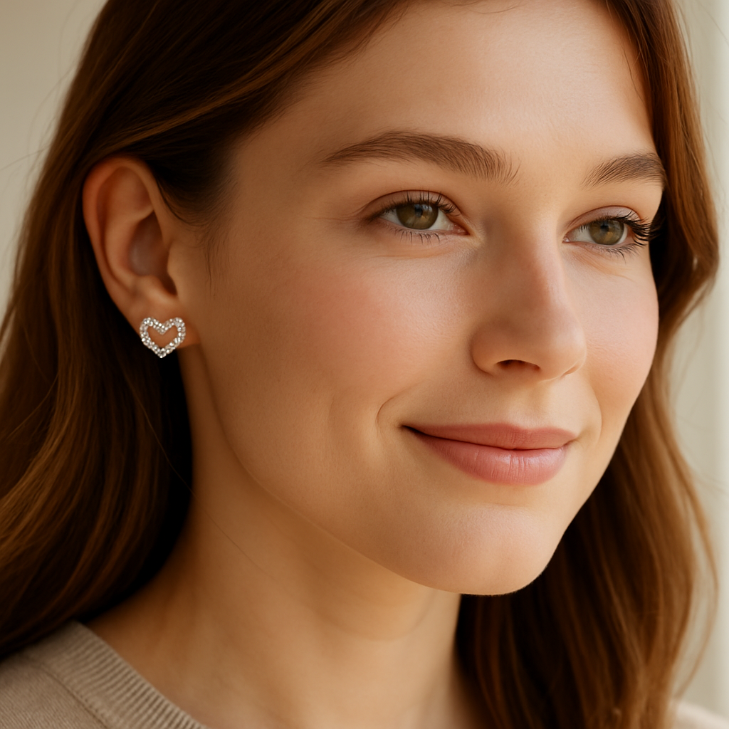 Heart Moissanite Earrings – Smyoue – White Gold – Wedding Jewelry