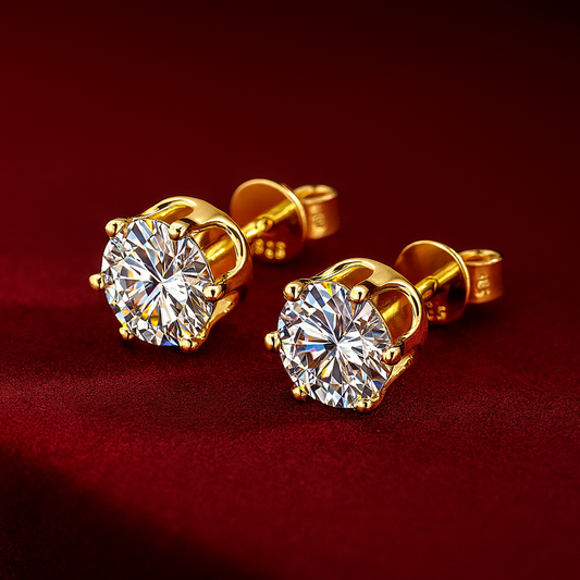 Elegant Moissanite Stud Earrings – D Color – 0.1–3CT – White Gold Luxury