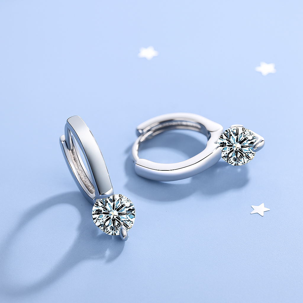 Solitaire Moissanite Hoops – 1 Carat – 14K Gold Plated – Trendy 2023