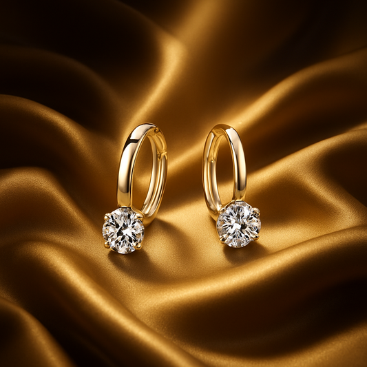 Solitaire Moissanite Hoops – 1 Carat – 14K Gold Plated – Trendy 2023