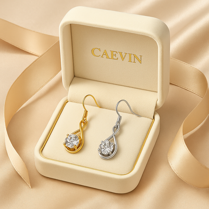 1CT Moissanite Drop Earrings – White Gold – Classic & Bohemian