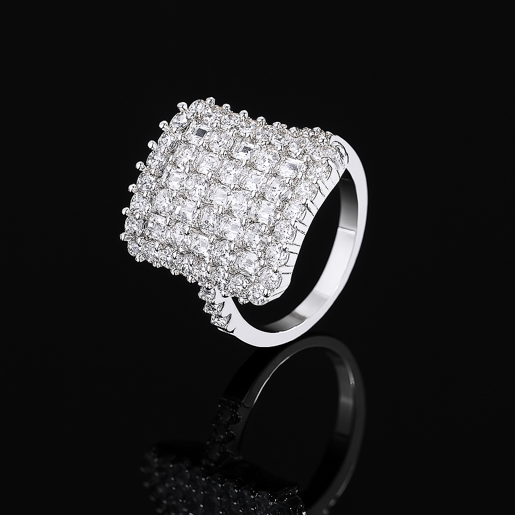 Radiant Zircon Bloom Ring in 925 Sterling Silver