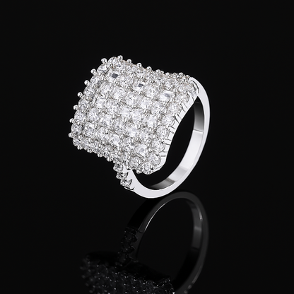 Radiant Zircon Bloom Ring in 925 Sterling Silver