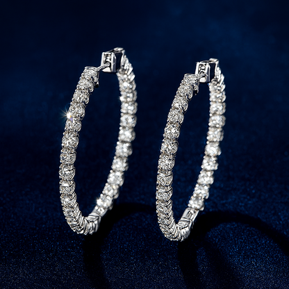 GRA Moissanite Hoops – 2mm – White Gold – Wedding Jewelry