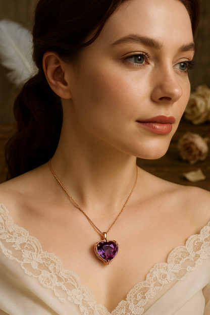 Romantic Amethyst Heart Necklace – Gold-Plated Gift Jewelry