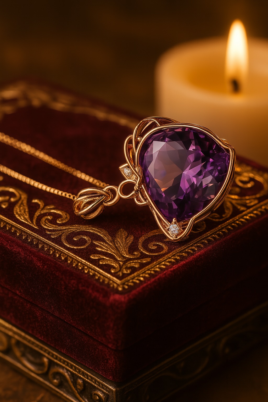 Romantic Amethyst Heart Necklace – Gold-Plated Gift Jewelry
