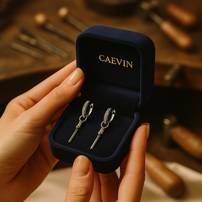 White Gold Hoop Earrings – Full Zircon – Rectangle Drop – Luxury Gift