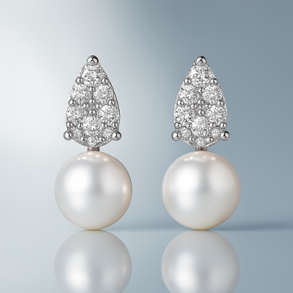 WOSTU Pearl Moissanite Drops – White Gold