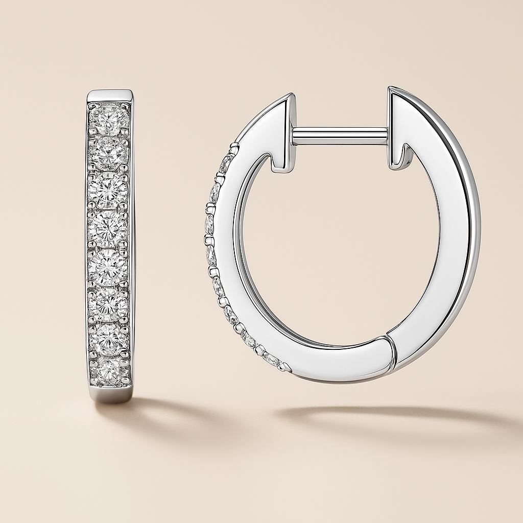 OXTAO Minimalist CZ Studs – White Gold – Elegant & Cute