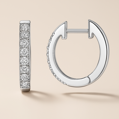 OXTAO Minimalist CZ Studs – White Gold – Elegant & Cute