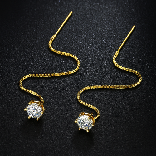 Smyoue Tassel Moissanite Earrings – 0.5/1CT – White Gold