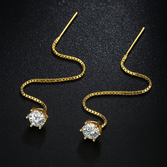 Smyoue Tassel Moissanite Earrings – 0.5/1CT – White Gold