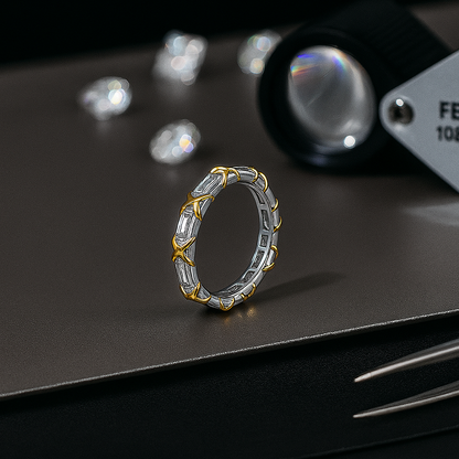Lnngy 2.5mm Moissanite Eternity Band – White Gold Ring