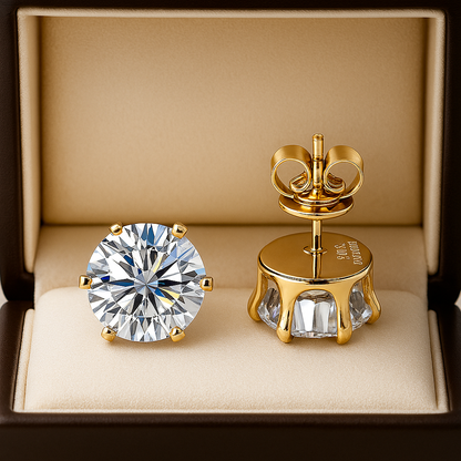 Elegant Moissanite Stud Earrings – D Color – 0.1–3CT – White Gold Luxury