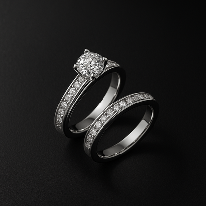 Luxury Solitaire Round Zircon Wedding Ring – White/Yellow Gold Plated