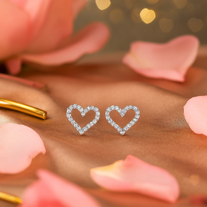 Heart Moissanite Earrings – Smyoue – White Gold – Wedding Jewelry