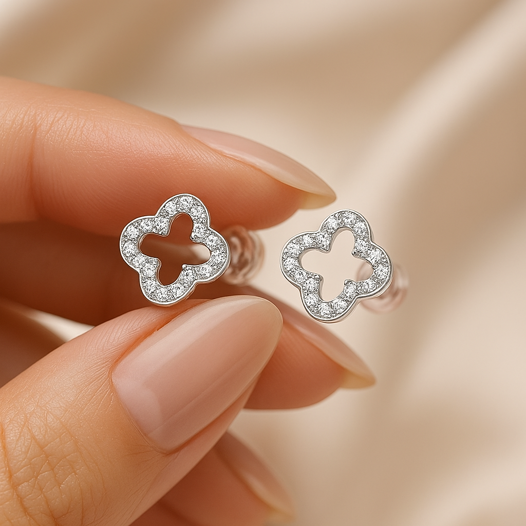 Moissanite Stud Earrings – 0.07CT D/VVS1 – GRA – White Gold