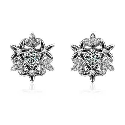 Classic Moissanite Stud Earrings – Snowflake – White Gold