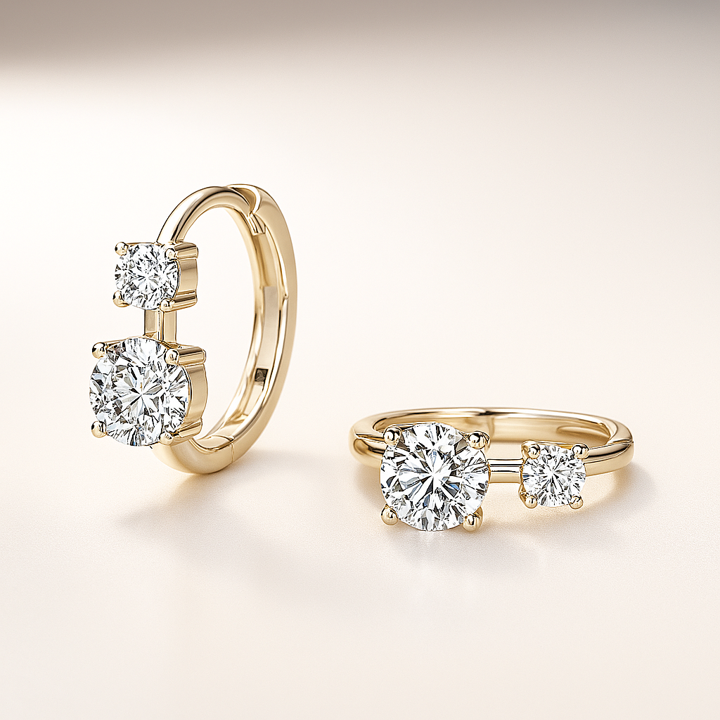 IOGOU Moissanite Hoop Earrings – 4/6.5mm – D Color – White Gold