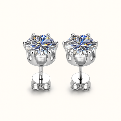 Elegant Moissanite Stud Earrings – D Color – 0.1–3CT – White Gold Luxury