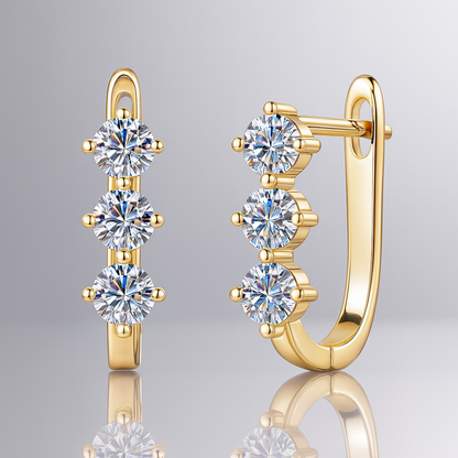 Moissanite 0.3CT ×2 Earrings – White Gold – Retro & Elegant Unise