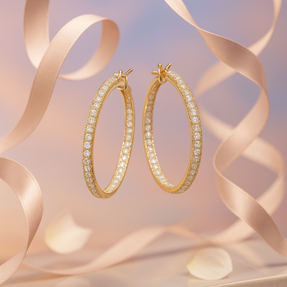 Senlissi Real 925 Silver Diamond Hoops