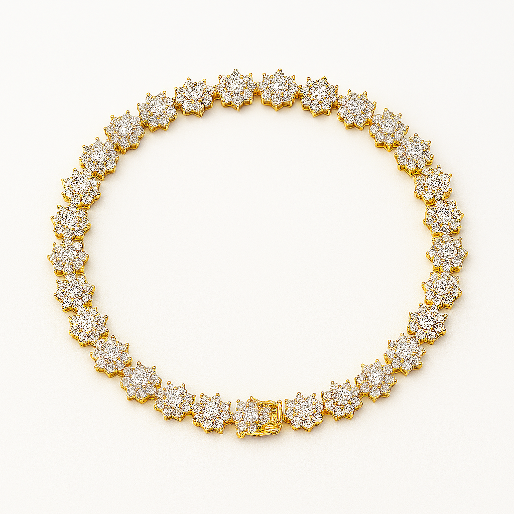 D Color Diamond Sunflower Bracelet – Premium White Gold Finish