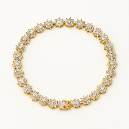 D Color Diamond Sunflower Bracelet – Premium White Gold Finish