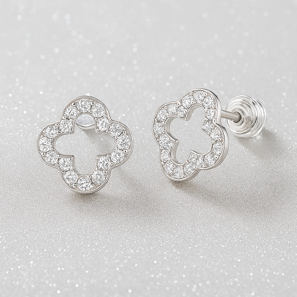 Moissanite Stud Earrings – 0.07CT D/VVS1 – GRA – White Gold