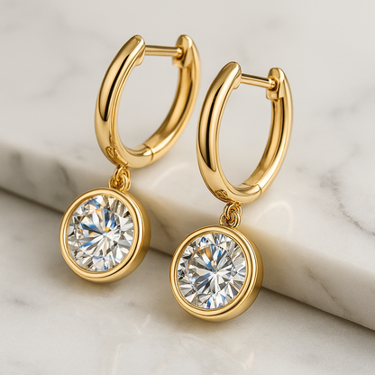 Radiant Moissanite 1-3CT Hoop Drops – 14K White Gold – Sparkle for Every Occasion