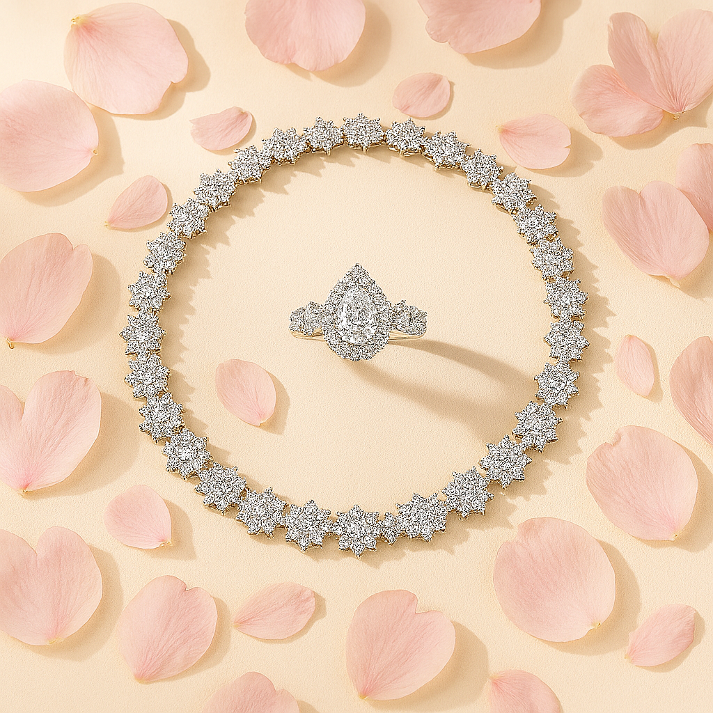 D Color Diamond Sunflower Bracelet – Premium White Gold Finish