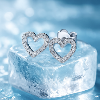 Heart Moissanite Earrings – Smyoue – White Gold – Wedding Jewelry