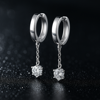 OXTAO Minimalist CZ Studs – White Gold – Elegant & Cute