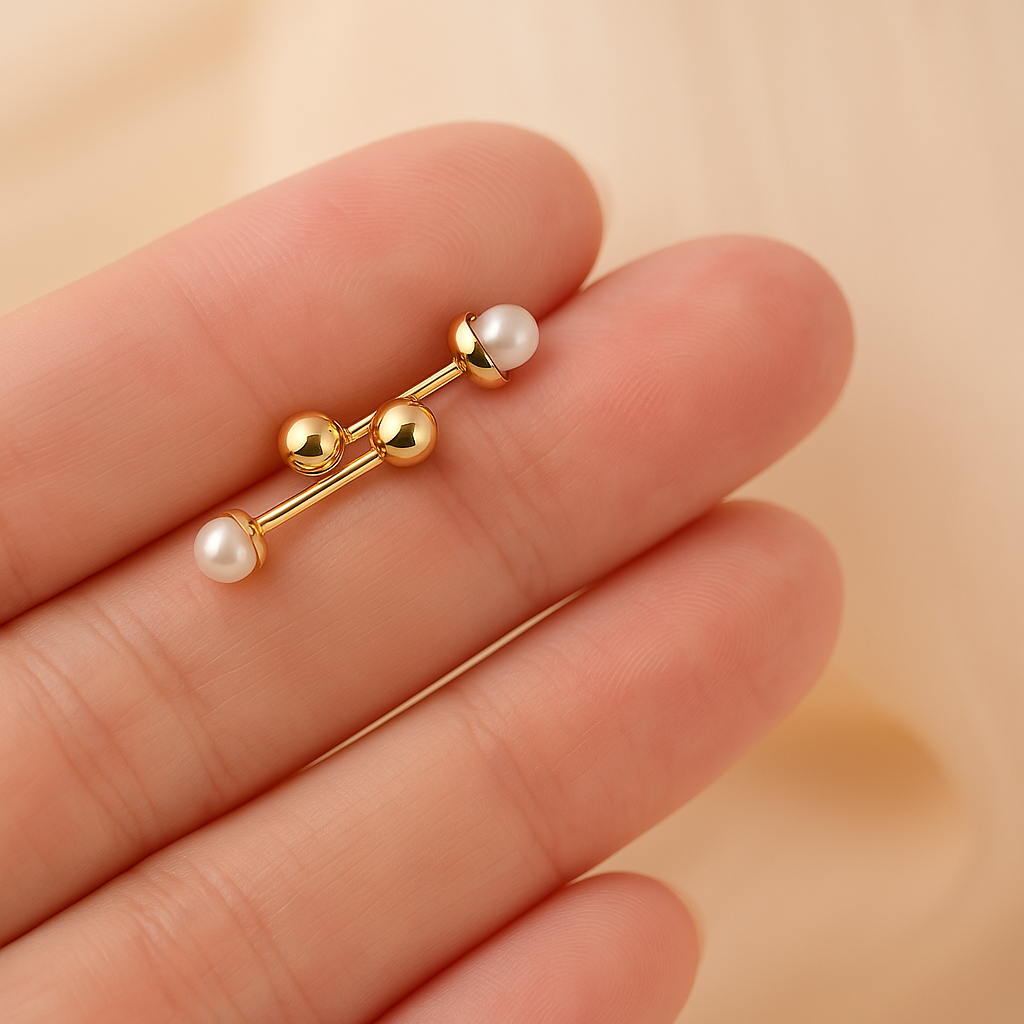 OXTAO Minimalist CZ Studs – White Gold – Elegant & Cute
