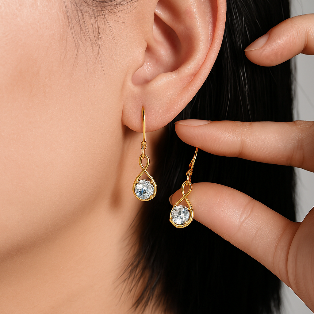 1CT Moissanite Drop Earrings – White Gold – Classic & Bohemian