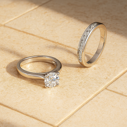 Luxury Solitaire Round Zircon Wedding Ring – White/Yellow Gold Plated