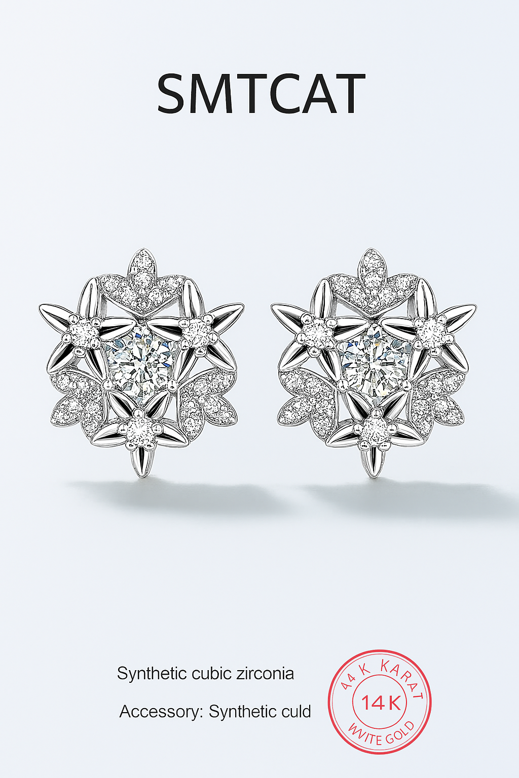 Classic Moissanite Stud Earrings – Snowflake – White Gold