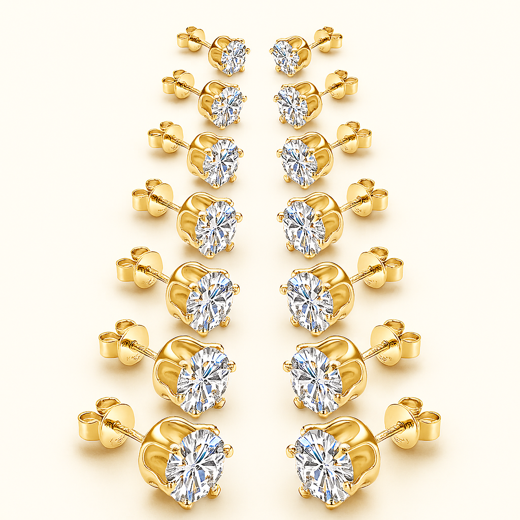 Elegant Moissanite Stud Earrings – D Color – 0.1–3CT – White Gold Luxury