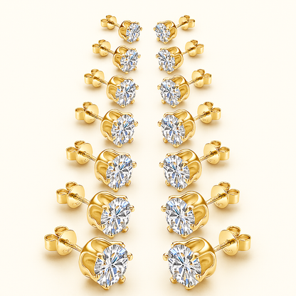 Elegant Moissanite Stud Earrings – D Color – 0.1–3CT – White Gold Luxury
