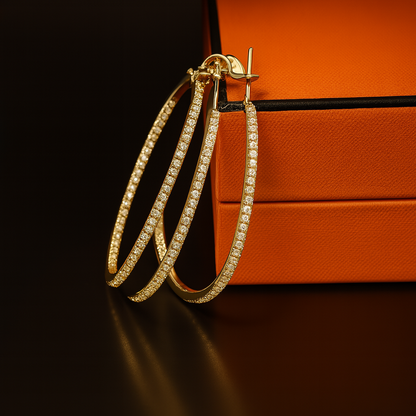 Senlissi Real 925 Silver Diamond Hoops