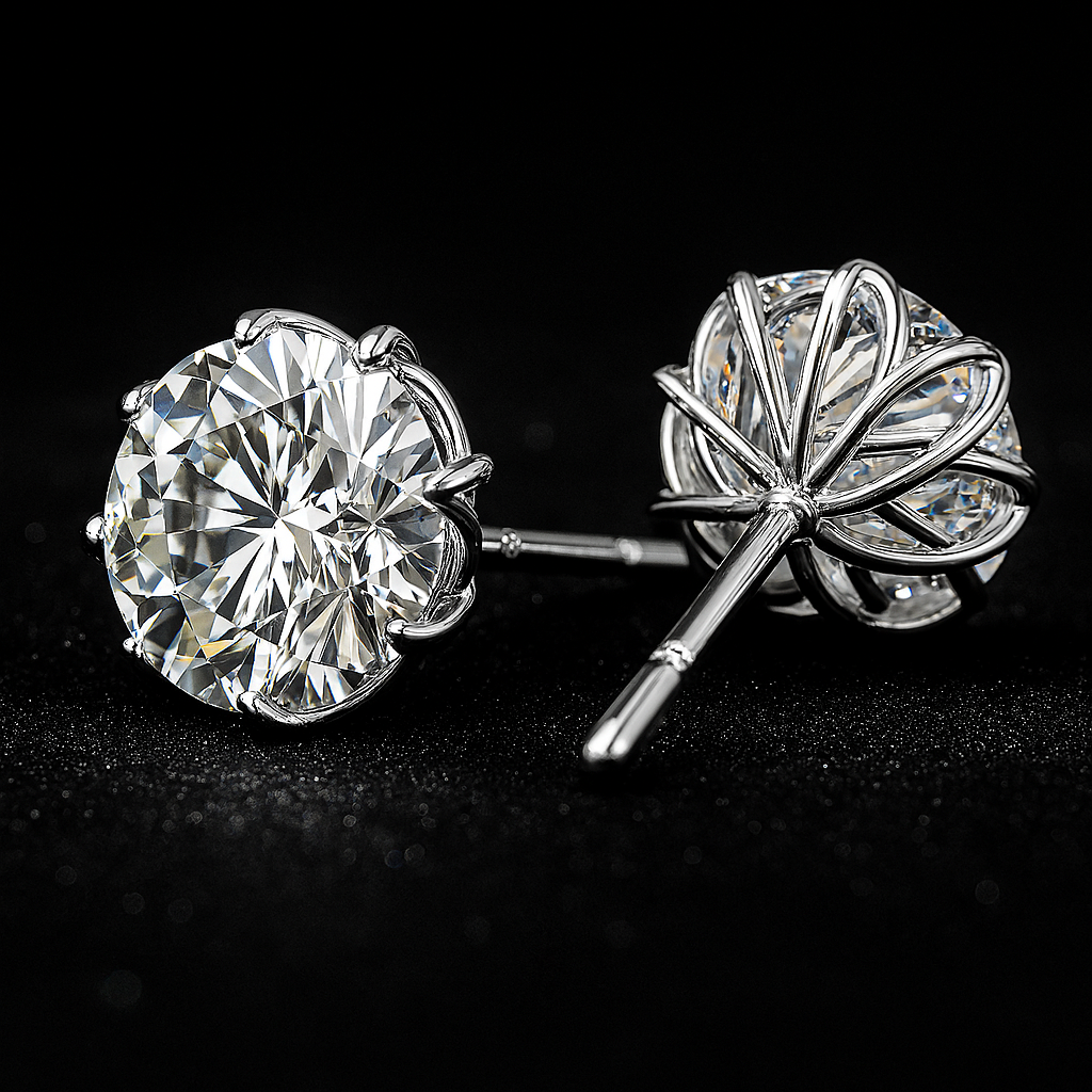 925 silver 1 carat*2 moissanite octagonal classic high-grade petal earrings