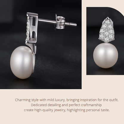 WOSTU Pearl Moissanite Drops – White Gold