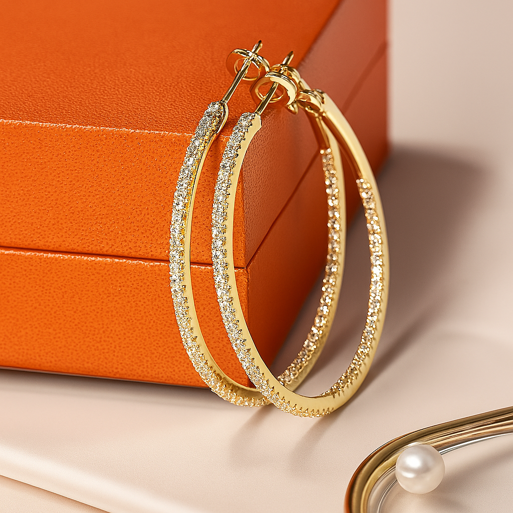 Senlissi Real 925 Silver Diamond Hoops