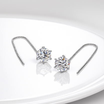 2CT Moissanite Drop Earrings – D Color – White Gold – GRA Certified
