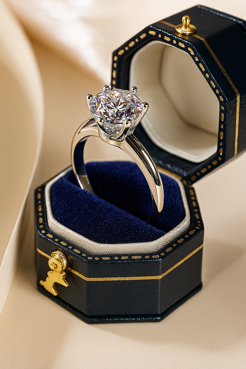 Elegant Solitaire Diamond Ring – Premium White Gold Wedding Gift